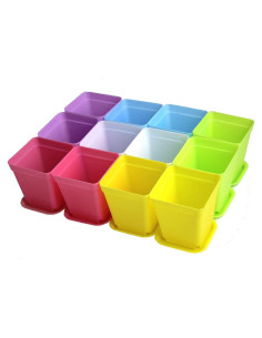 Set de 12 Macetas de Plástico Coloridas WARMBUY 6.99 cm