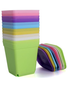 Set de 12 Macetas de Plástico Coloridas WARMBUY 6.99 cm 2