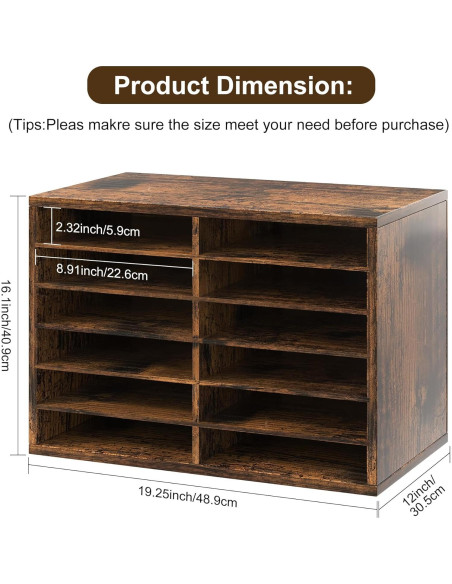 Organizador de Literatura Alpeir 12 Compartimentos Madera