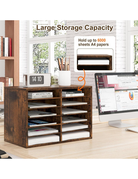 Organizador de Literatura Alpeir 12 Compartimentos Madera