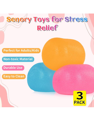 Paquete de 3 Juguetes Sensoriales Antiestrés WISYME - Pelotas Fidget