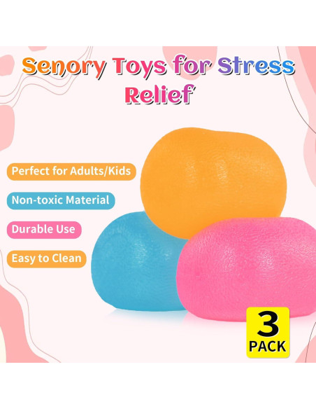 Paquete de 3 Juguetes Sensoriales Antiestrés WISYME - Pelotas Fidget