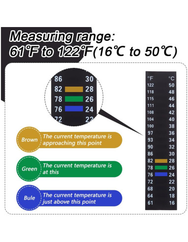 12 Termómetros Adhesivos para Acuario DELORIGIN 16-50C
