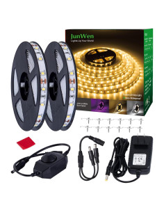 Tira LED 12V 40 pies JUNWEN blanca cálida regulable 720 LEDs