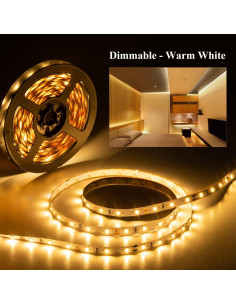 Tira LED 12V 40 pies JUNWEN blanca cálida regulable 720 LEDs 2