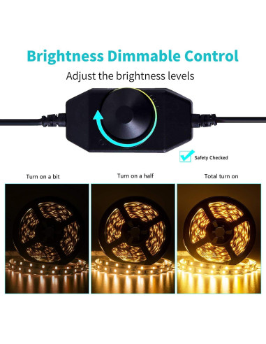 Tira LED 12V 40 pies JUNWEN blanca cálida regulable 720 LEDs