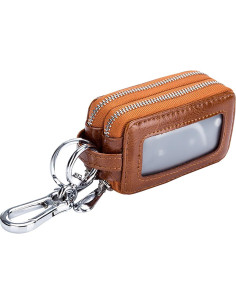 Llave de Cadena de Cuero Marrón Doble Cierre para Coche 2