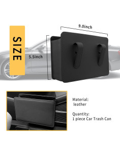 Basurero de Coche SSNNUU de Cuero Impermeable 1L Negro 2
