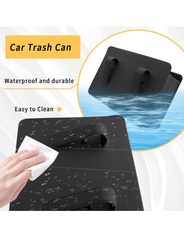 Basurero de Coche SSNNUU de Cuero Impermeable 1L Negro