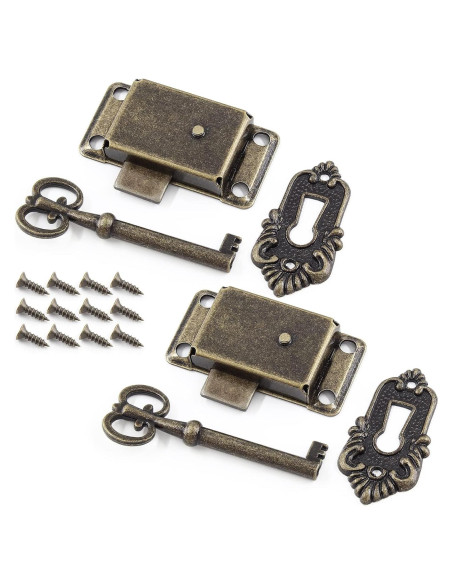 2 Juegos de Cerradura de Llave Esqueleto Kyuionty Bronce Antiguo