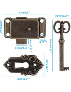 2 Juegos de Cerradura de Llave Esqueleto Kyuionty Bronce Antiguo 2