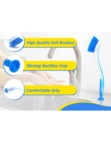 Set de 3 Cepillos de Cocina ZUVO con Mango Largo y Ventosa