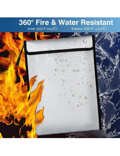 Bolsas de Documentos a Prueba de Fuego AEITOTT - 3 Piezas, Impermeables 2