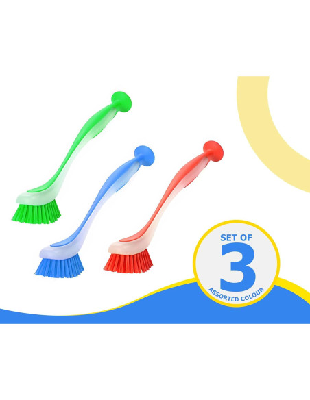 Set de 3 Cepillos de Cocina ZUVO con Mango Largo y Ventosa Set de 3 Cepillos de Cocina ZUVO con Mango Largo y Ventosa