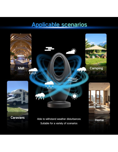 Antena de TV JoyfulPaws JPTV050 HD 4K 2200+ km interior