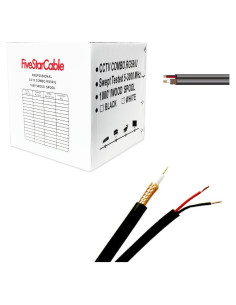 Cable Coaxial Siamés RG59 1000 pies FiveStarCable 20 AWG + 18/2
