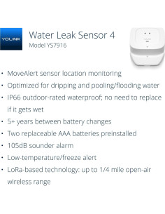 Detector de Fugas de Agua YoLink YS7916 con Alarma 105dB 2