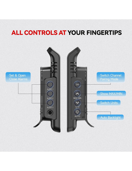 Termo-Higrómetro Solar BaldrTherm 3 Canales Negro 13x7.2cm