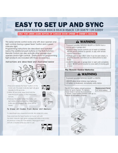 Control Remoto de Puerta de Garaje LiftMaster 81LM 850CB