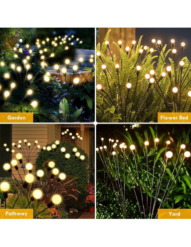 Luces de Jardín Solar YIQU, Paquete de 8, 64 LED, IP65