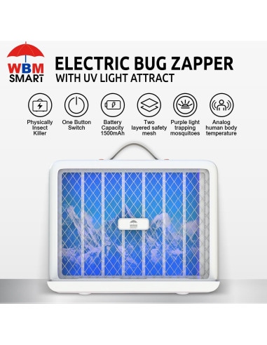 Zapper Eléctrico WBM Inteligente para Insectos 30cm 3.5W