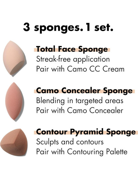 Set de Esponjas de Maquillaje e.l.f. Total Sponge - 3 Piezas