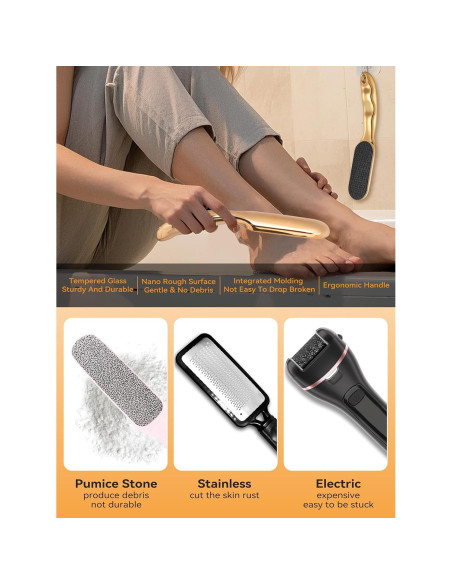 Lima de Pies Veinsgrain Nano Glass Dorada 22.86cm - Exfoliador