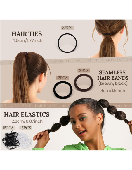 Kit de Accesorios para el Cabello Teenitor 163 piezas - Horquillas, Pinzas, Clips y Gomas