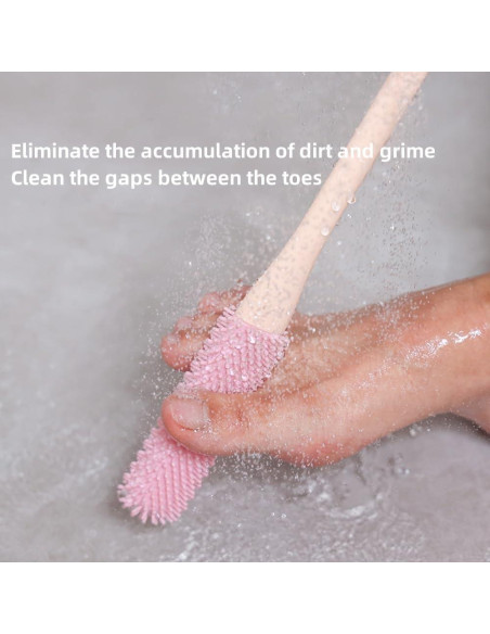 Cepillo Exfoliador para Pies y Dedos con Mango Largo Rosa - 2 Pack