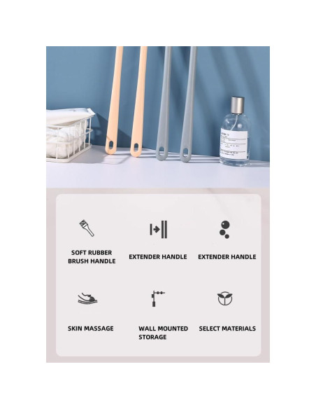 Cepillo Exfoliador para Pies y Dedos con Mango Largo Rosa - 2 Pack