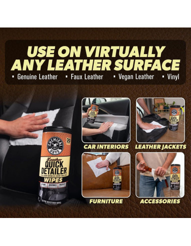 Toallitas Detalladoras Rápidas para Cuero Chemical Guys 30 ct
