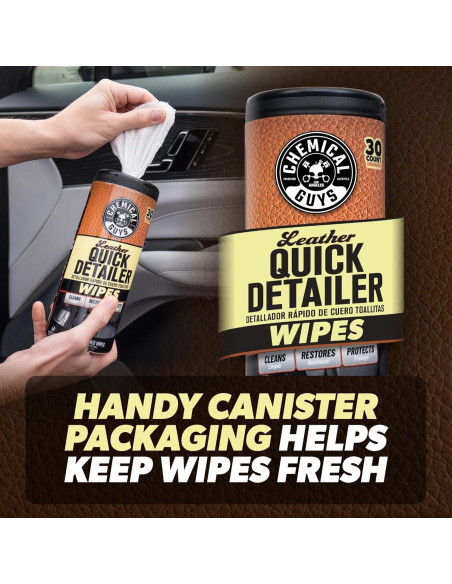 Toallitas Detalladoras Rápidas para Cuero Chemical Guys 30 ct