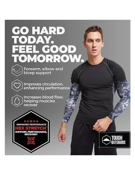 Manguitas de compresión Tough para brazos - Camuflaje 18-20 cm