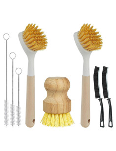 Juego de 8 Cepillos de Cocina Holylofty - Mango Largo y Palma
