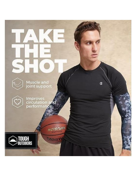 Manguitas de compresión Tough para brazos - Camuflaje 18-20 cm