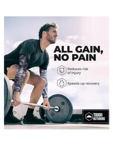 Manguitas de compresión Tough para brazos - Camuflaje 18-20 cm