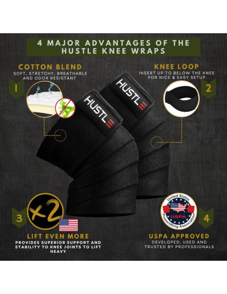 Fajas de Rodilla Hustle Athletics - Soporte Ajustable para Ejercicio