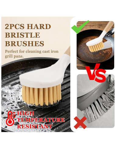 Juego de 8 Cepillos de Cocina Holylofty - Mango Largo y Palma