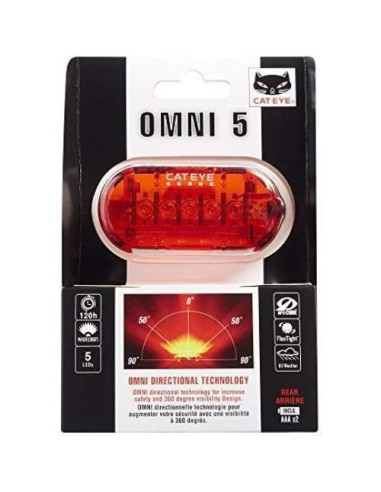 Luz de Seguridad CATEYE Omni 5 Trasera IPX5 120 Lúmenes