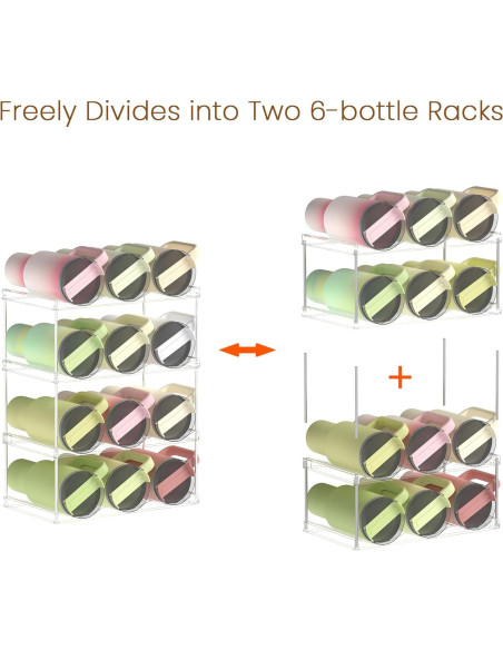 Soporte apilable para botellas LAMU 4 niveles transparente 12 vasos