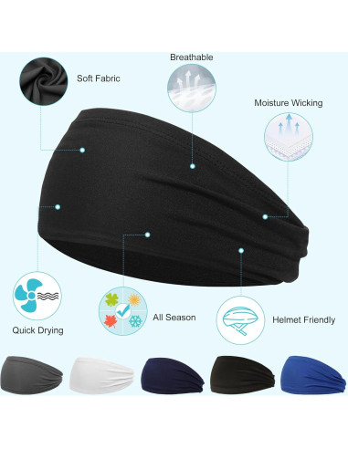 Paquete de 6 Diademas Deportivas ONUPGO Unisex Absorbentes