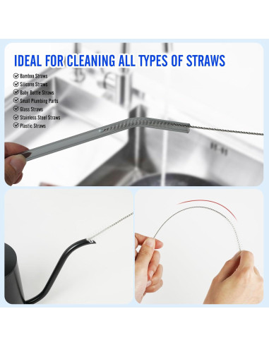 Juego de 8 Cepillos de Cocina Holylofty - Mango Largo y Palma