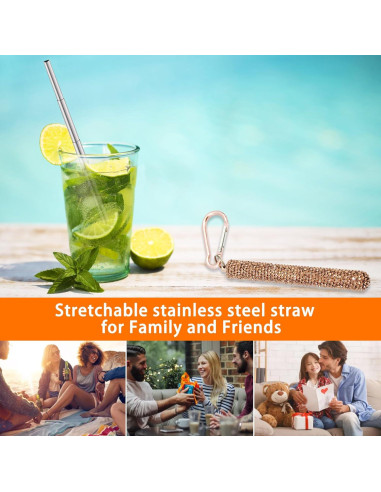 Popote Plegable KLDZOOF de Acero Inoxidable Oro Rosa