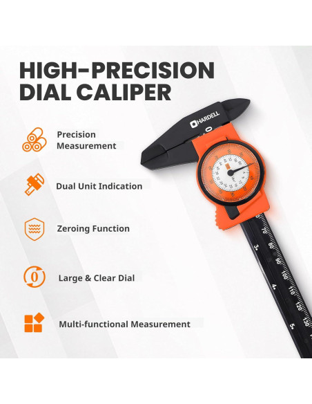 Calibre de Dial HARDELL 6" (15.24 cm) Precisión +/-0.02 cm