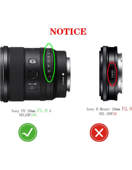 Tapa de lente 67mm Huipuxiang para Sony FE 20mm F1.8 G - 2 Piezas