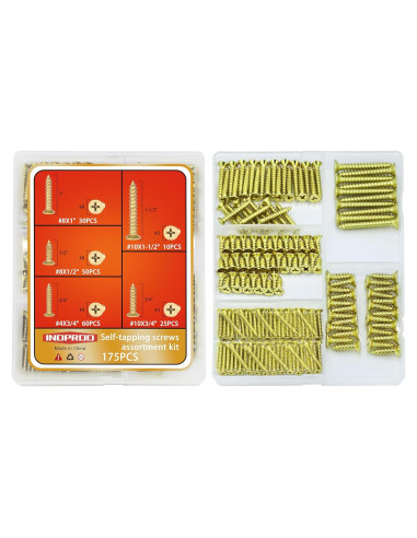 Kit de Tornillos de Madera Autoperforantes Indprod 175 Pcs