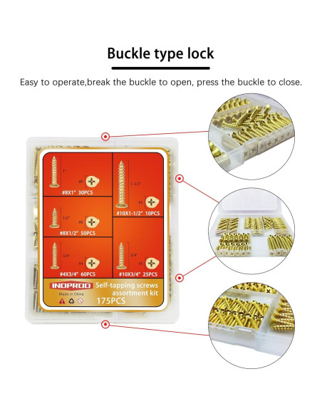 Kit de Tornillos de Madera Autoperforantes Indprod 175 Pcs