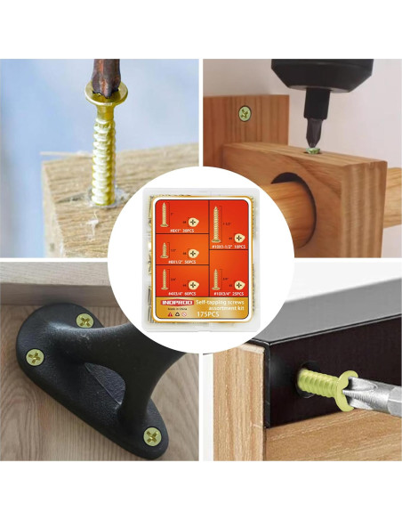 Kit de Tornillos de Madera Autoperforantes Indprod 175 Pcs