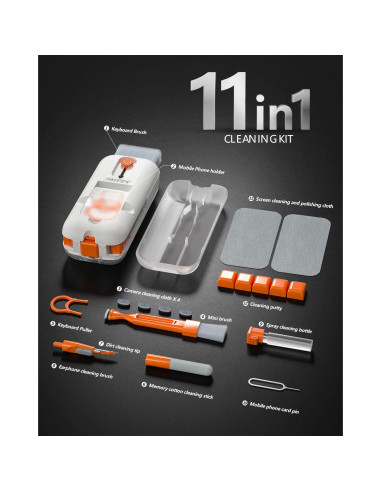 Kit de Limpieza 12 en 1 FOTIPEW para Electrónica Naranja