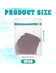 3 Bolsas de Malla para Lavandería Tweruna 30x40 cm Cremallera 2